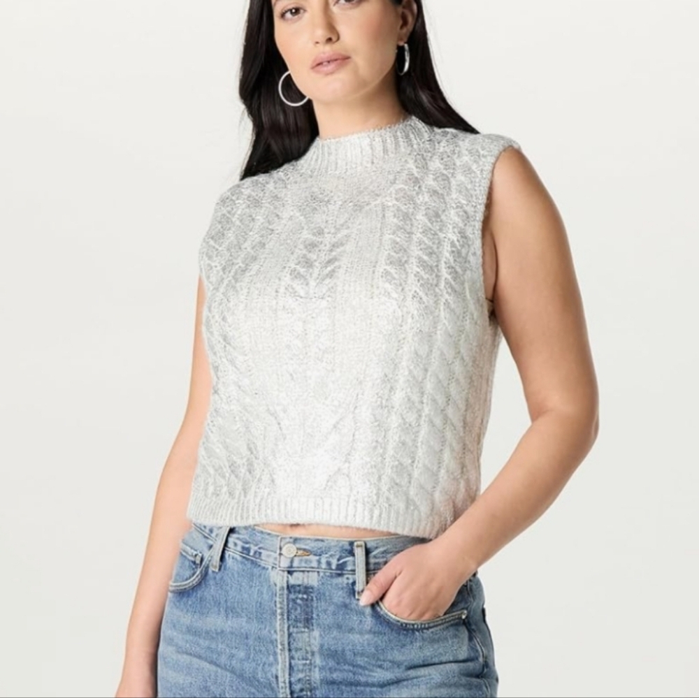 NWT The Drop Skye Metallic Foil Sweater Vest Size Woman's 2X